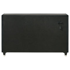 Ravenne 8-drawer Velvet Upholstered LED Dresser Cabinet Black