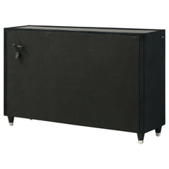 Ravenne 8-drawer Velvet Upholstered LED Dresser Cabinet Black
