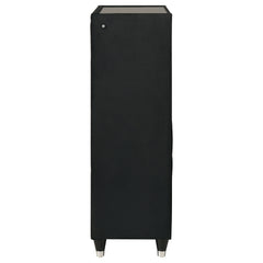 Ravenne 5-drawer Velvet Upholstered LED Chest of Drawers Black