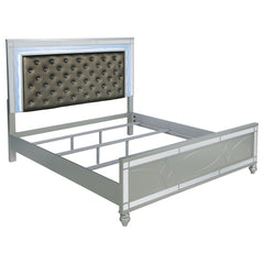 Best Furniture Outlet - Coaster - Gunnison Wood Eastern King LED Panel Bed Silver Metallic - 223211KE