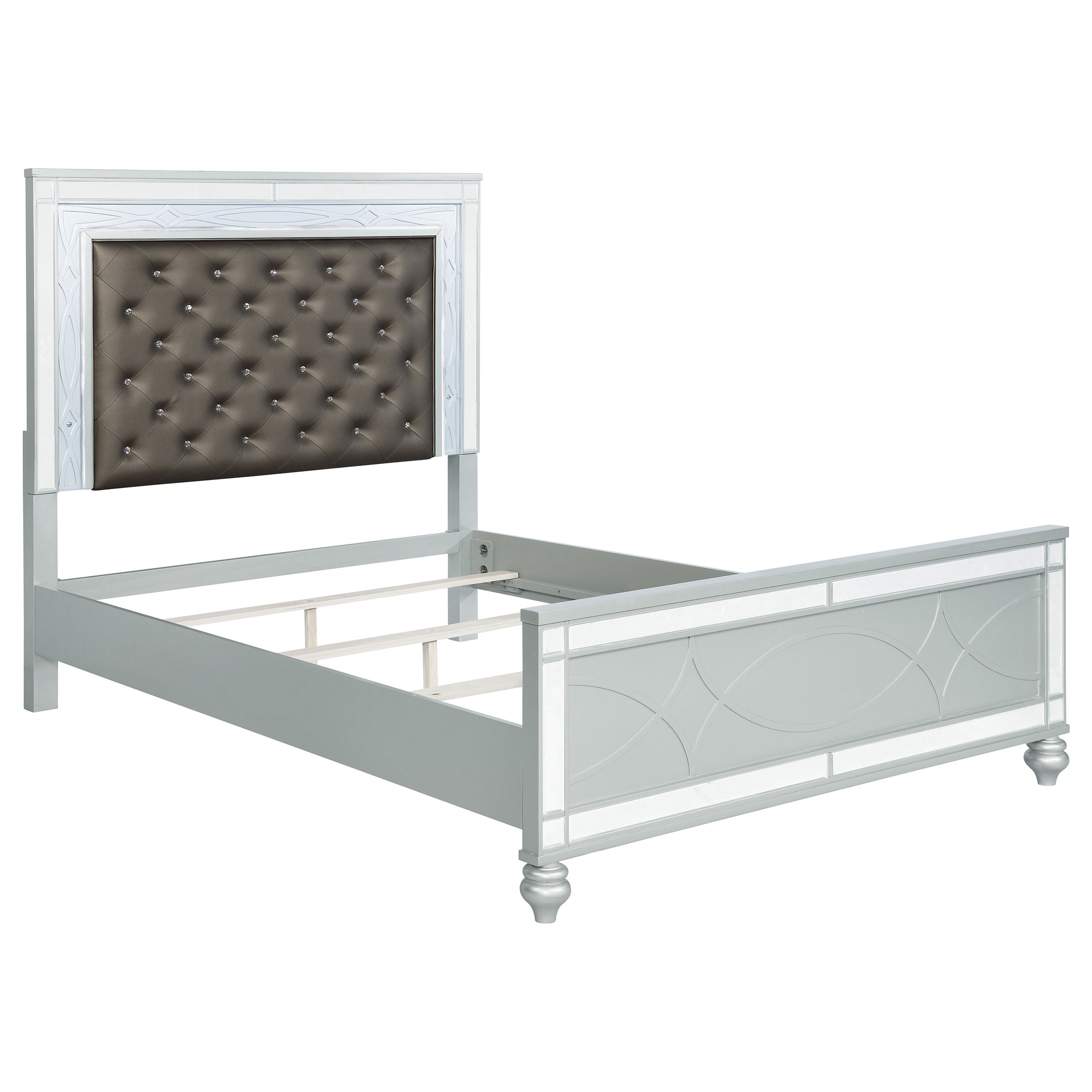 Best Furniture Outlet - Coaster - Gunnison Wood Queen LED Panel Bed Silver Metallic - 223211Q