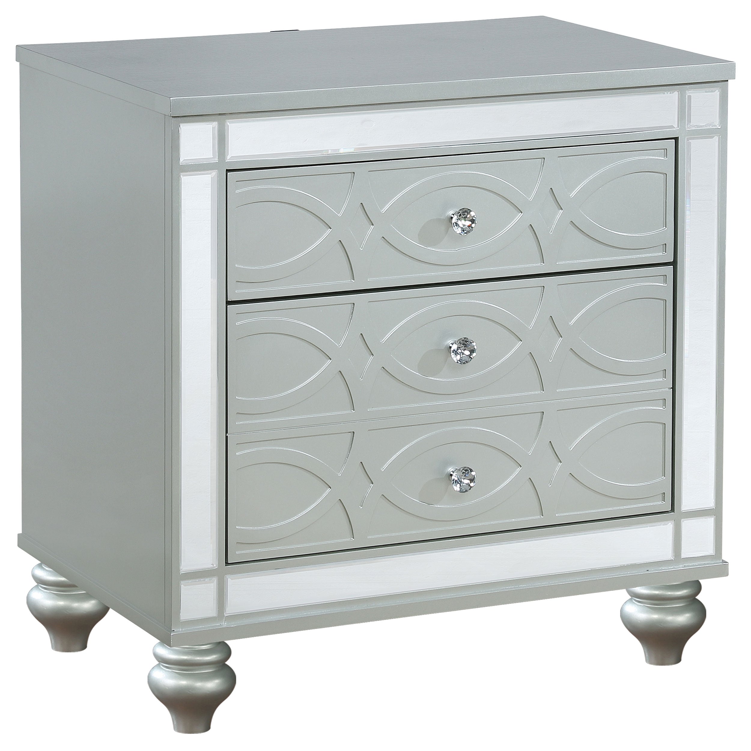 Best Furniture Outlet - Coaster - Gunnison 2-drawer Nightstand Silver Metallic - 223212