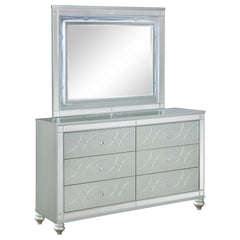 Best Furniture Outlet - Coaster - Gunnison 6-drawer Dresser with Mirror Silver Metallic - 223213M