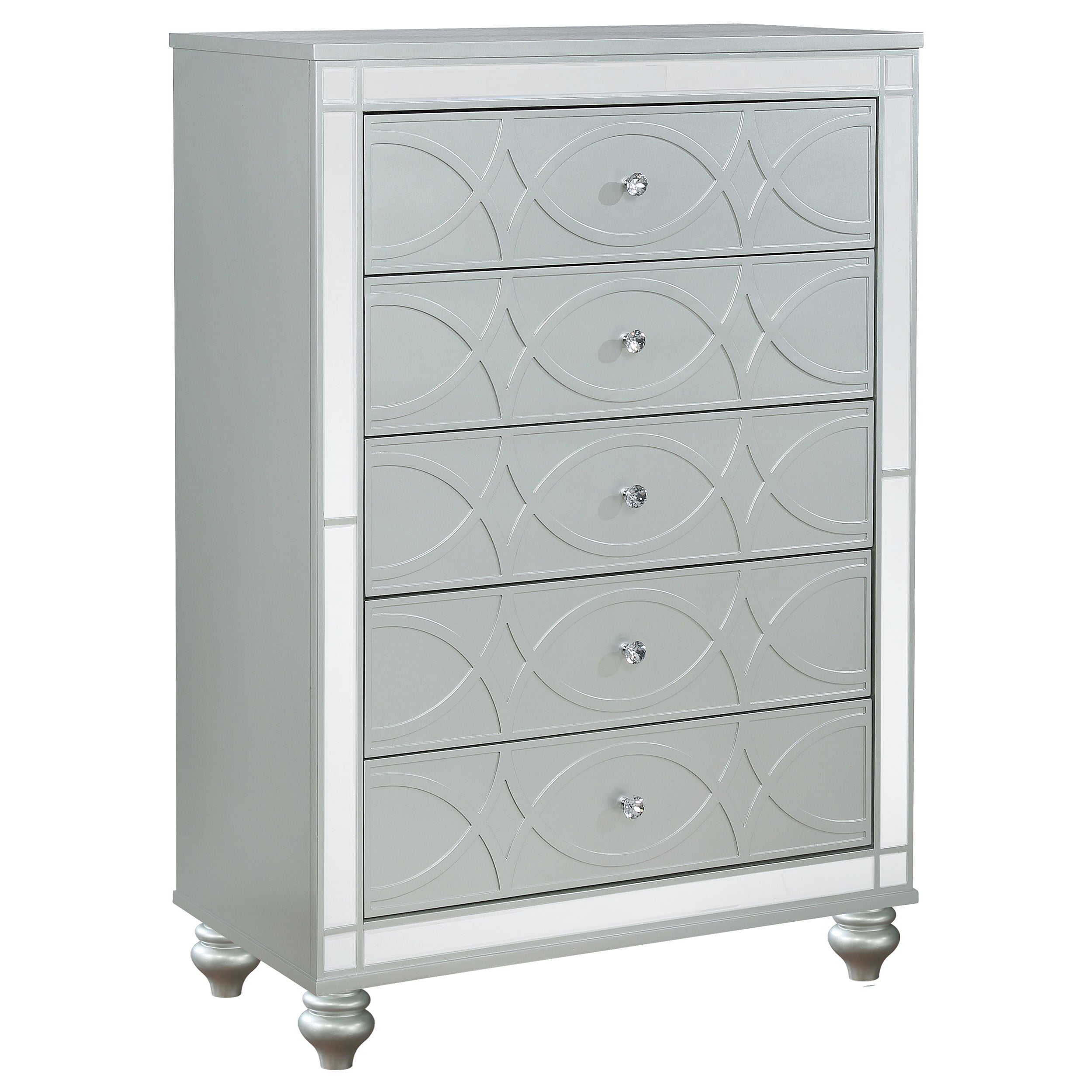 Best Furniture Outlet - Coaster - Gunnison 5-drawer Bedroom Chest Silver Metallic - 223215