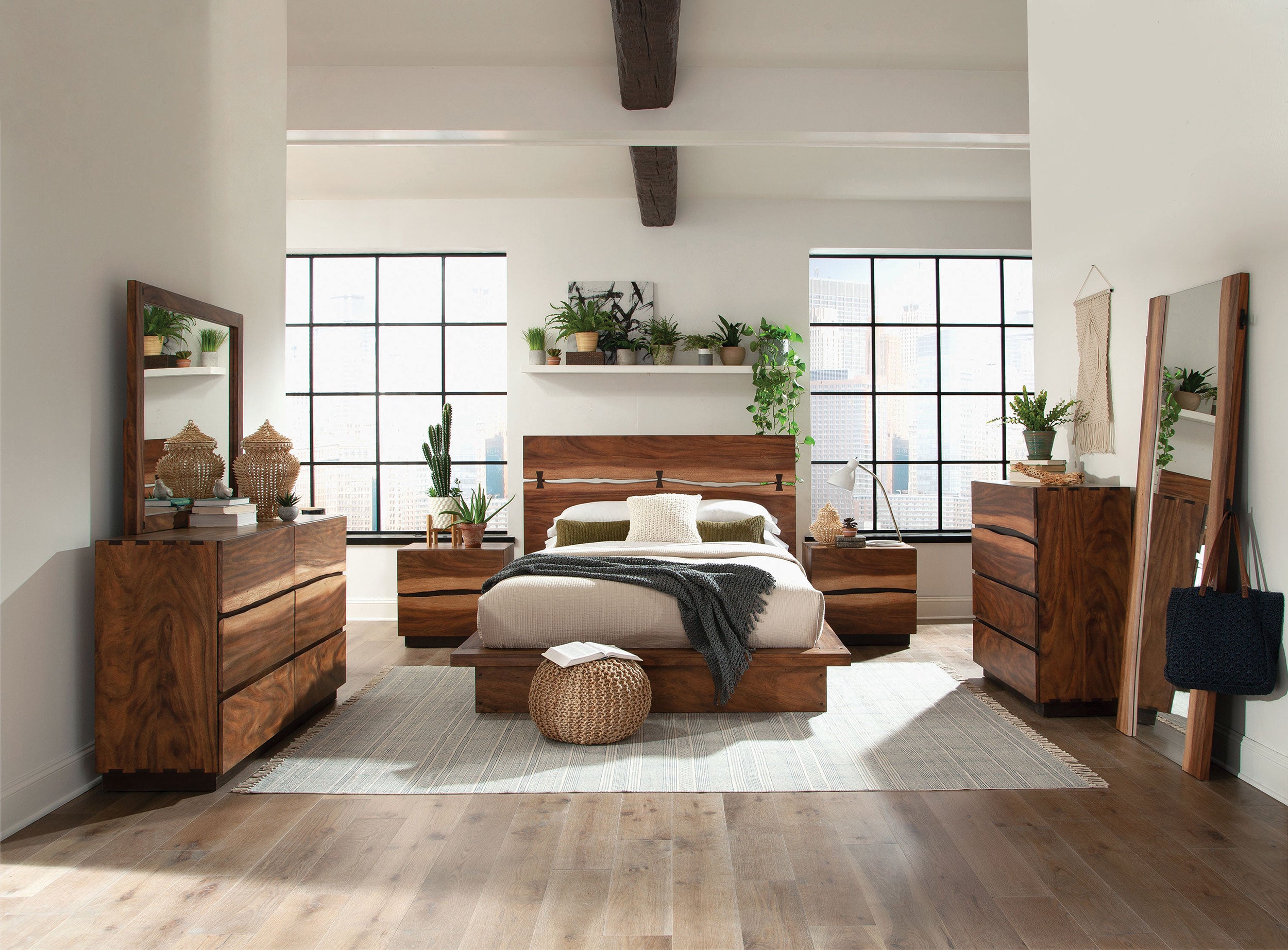 Best Furniture Outlet - Coaster - Winslow 4-piece Eastern King Bedroom Set Smokey Walnut - 223250KE-S4