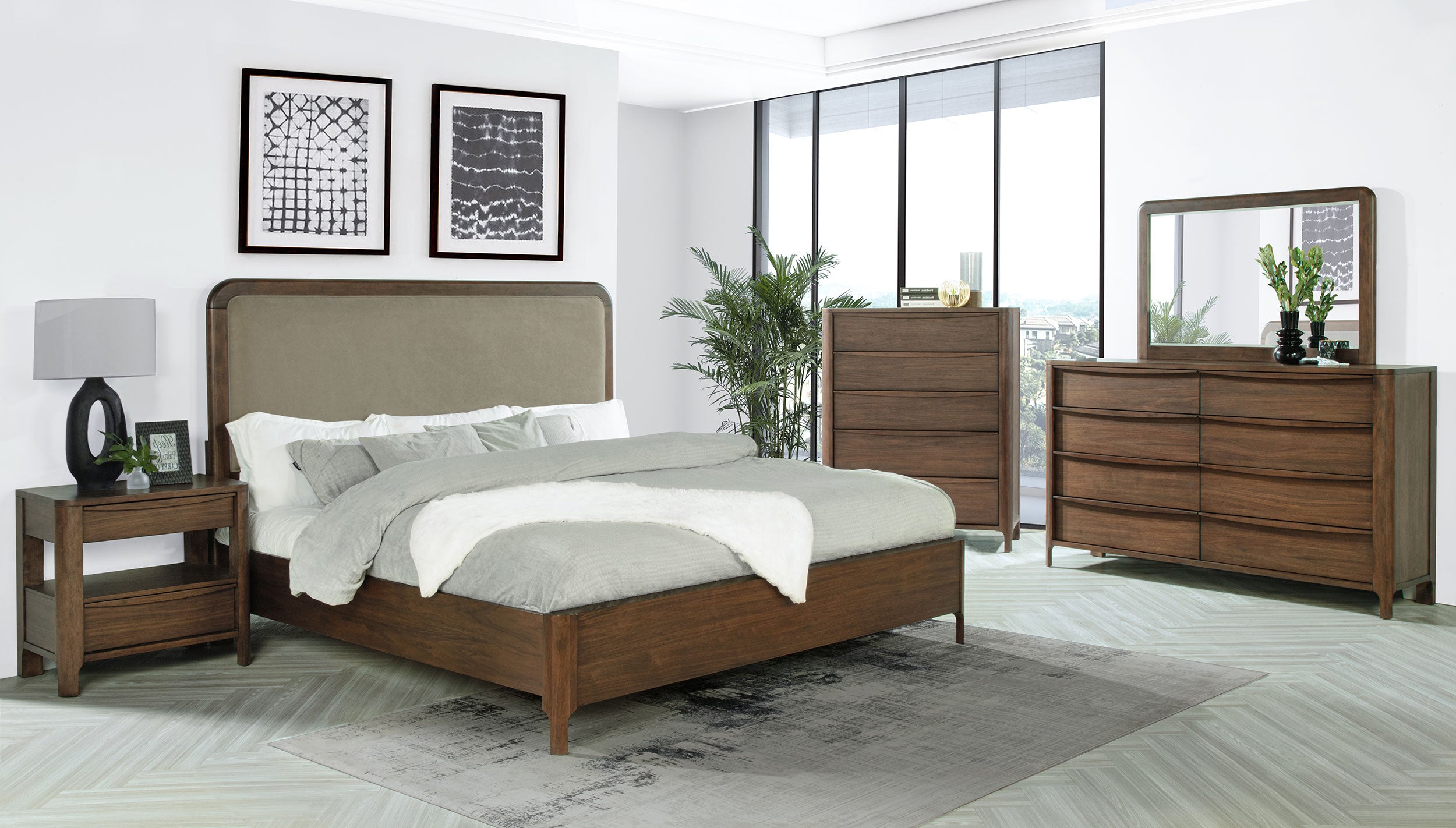 Best Furniture Outlet - Coaster - Maderia 5-piece Eastern King Bedroom Set Walnut - 223321KE-S5