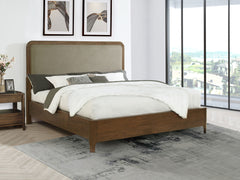 Maderia 57-inch Upholstered California King Panel Bed Walnut