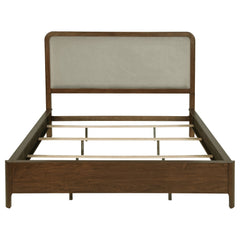Maderia 57-inch Upholstered California King Panel Bed Walnut