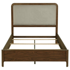 Maderia 57-inch Upholstered Queen Panel Bed Walnut