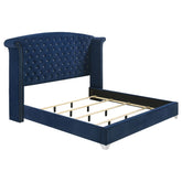 Best Furniture Outlet - Coaster - Melody Upholstered Eastern King Wingback Bed Pacific Blue - 223371KE