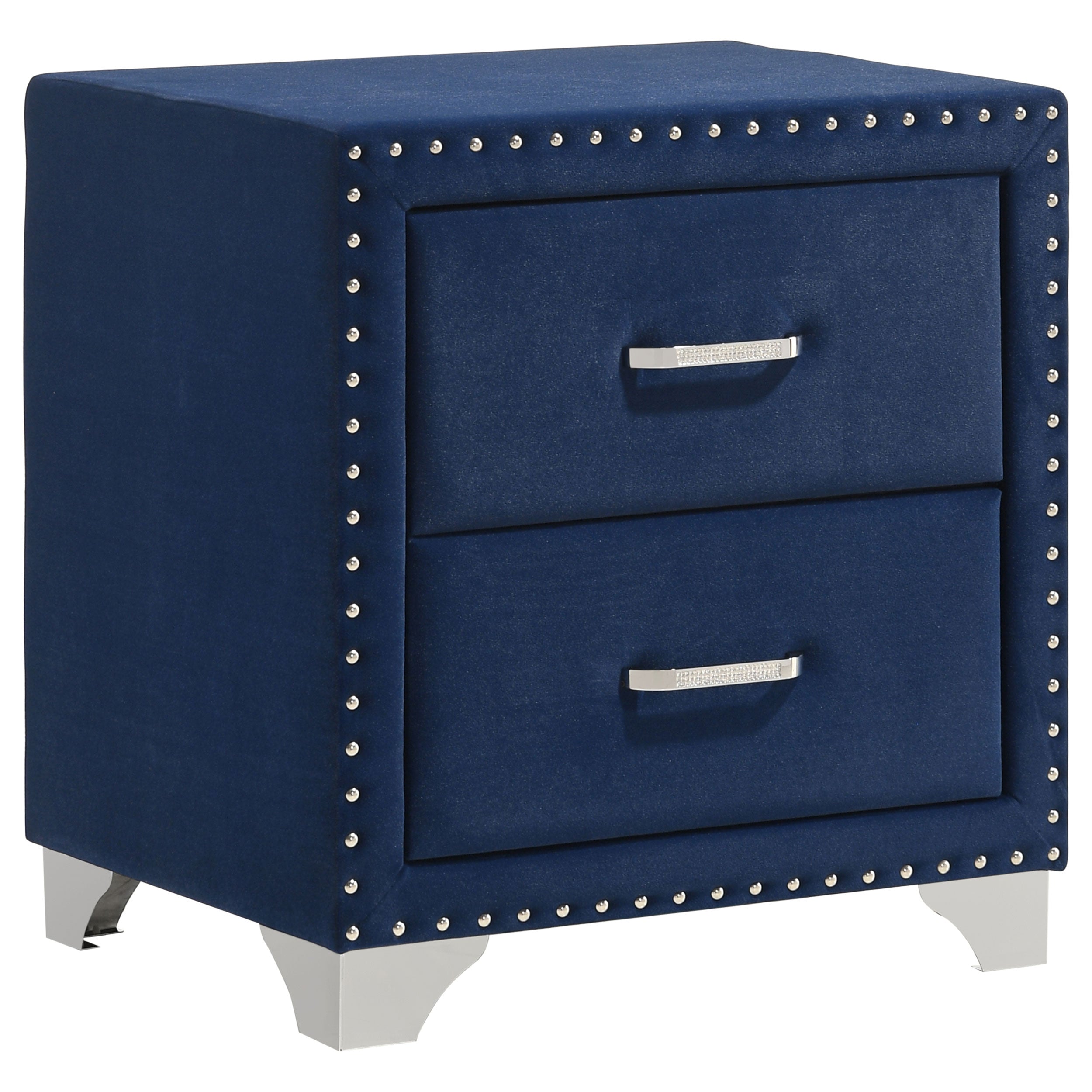 Best Furniture Outlet - Coaster - Melody Upholstered 2-drawer Nightstand Pacific Blue - 223372