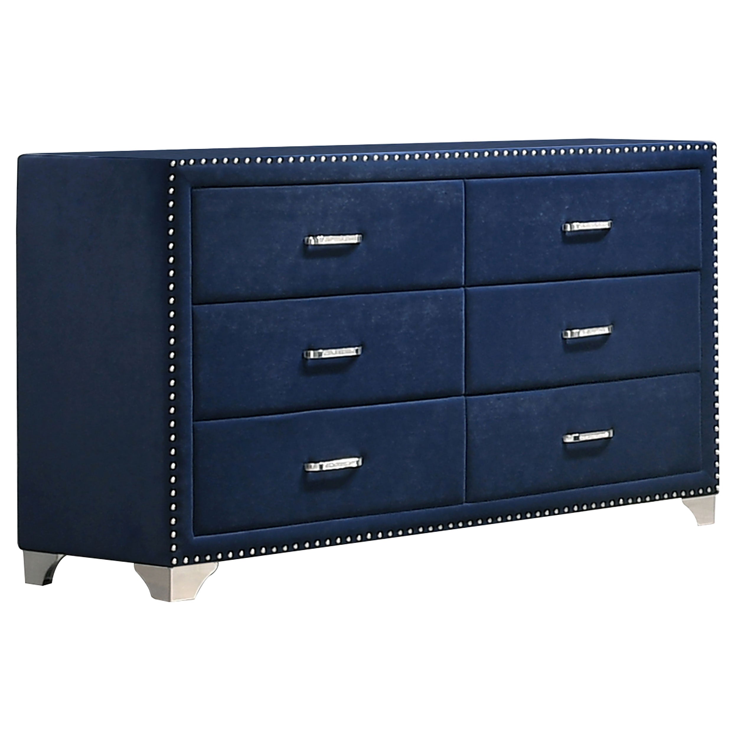 Best Furniture Outlet - Coaster - Melody 6-drawer Upholstered Dresser Pacific Blue - 223373