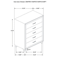 Melody 5-drawer Bedroom Chest Pacific Blue