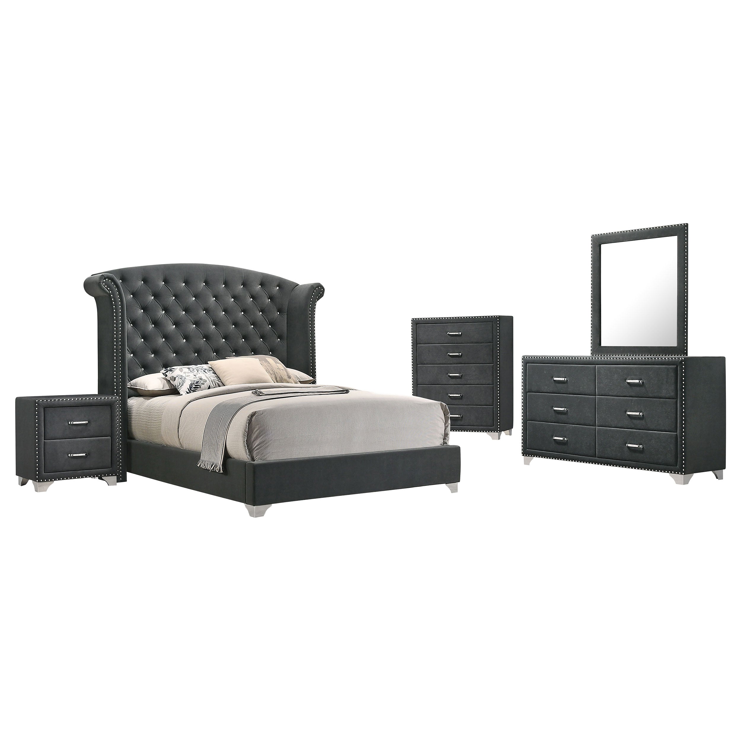 Best Furniture Outlet - Coaster - Melody 5-piece Queen Bedroom Set Grey - 223381Q-S5