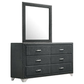 Best Furniture Outlet - Coaster - Melody 6-drawer Upholstered Dresser with Mirror Grey - 223383M