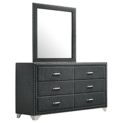 Best Furniture Outlet - Coaster - Melody 6-drawer Upholstered Dresser with Mirror Grey - 223383M