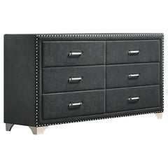 Best Furniture Outlet - Coaster - Melody 6-drawer Upholstered Dresser Grey - 223383