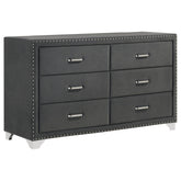 Best Furniture Outlet - Coaster - Melody 6-drawer Upholstered Dresser Grey - 223383