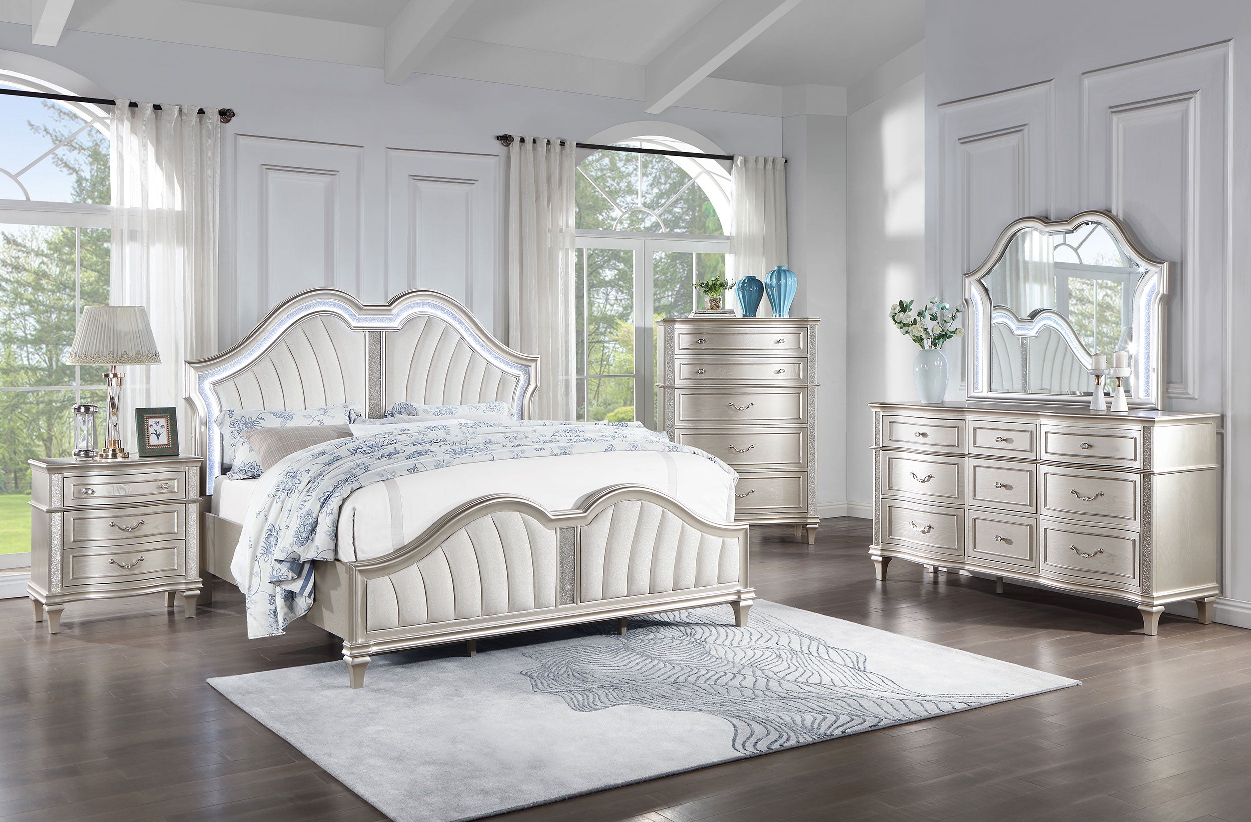 Best Furniture Outlet - Coaster - Evangeline 5-piece Queen Bedroom Set Silver Oak - 223391Q-S5