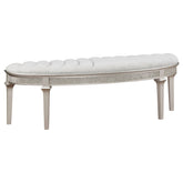 Best Furniture Outlet - Coaster - Evangeline Curved Fabric Upholstered Bench Silver Oak - 223396