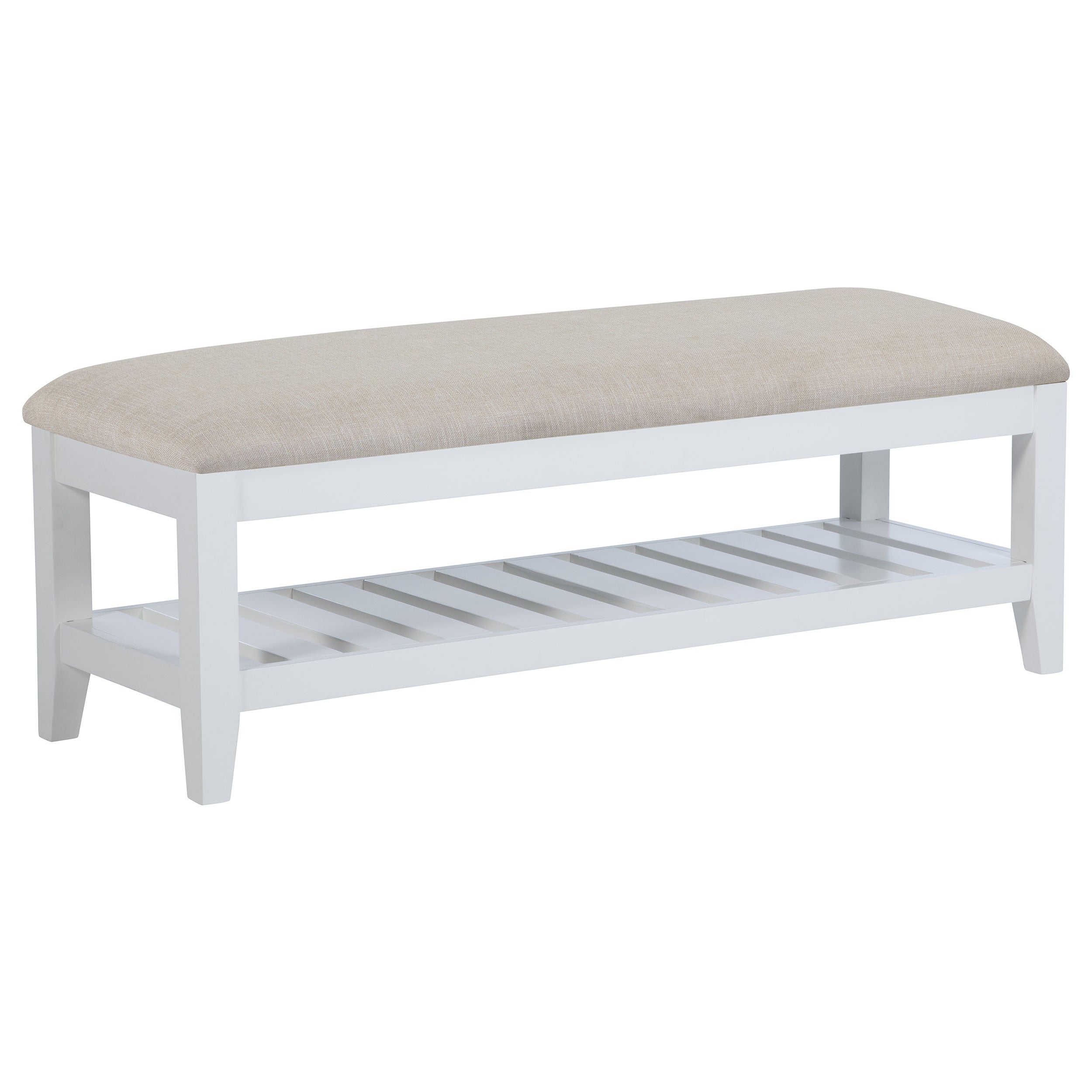 Best Furniture Outlet - Coaster - Bexhill Upholstered Rectangular Bench with Shelf White - 223476