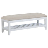 Best Furniture Outlet - Coaster - Bexhill Upholstered Rectangular Bench with Shelf White - 223476