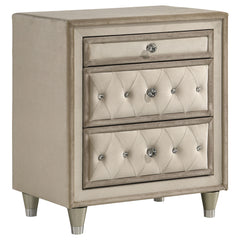 Best Furniture Outlet - Coaster - Antonella Upholstered 3-drawer Nightstand Ivory and Camel - 223522