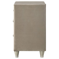 Antonella Upholstered 3-drawer Nightstand Ivory and Camel