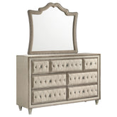 Best Furniture Outlet - Coaster - Antonella 7-drawer Upholstered Dresser with Mirror Ivory - 223523M