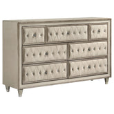 Best Furniture Outlet - Coaster - Antonella 7-drawer Upholstered Dresser Ivory and Camel - 223523