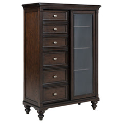 Best Furniture Outlet - Coaster - Andover 6-drawer Tempered Glass Door Chest Dark Oak - 223637