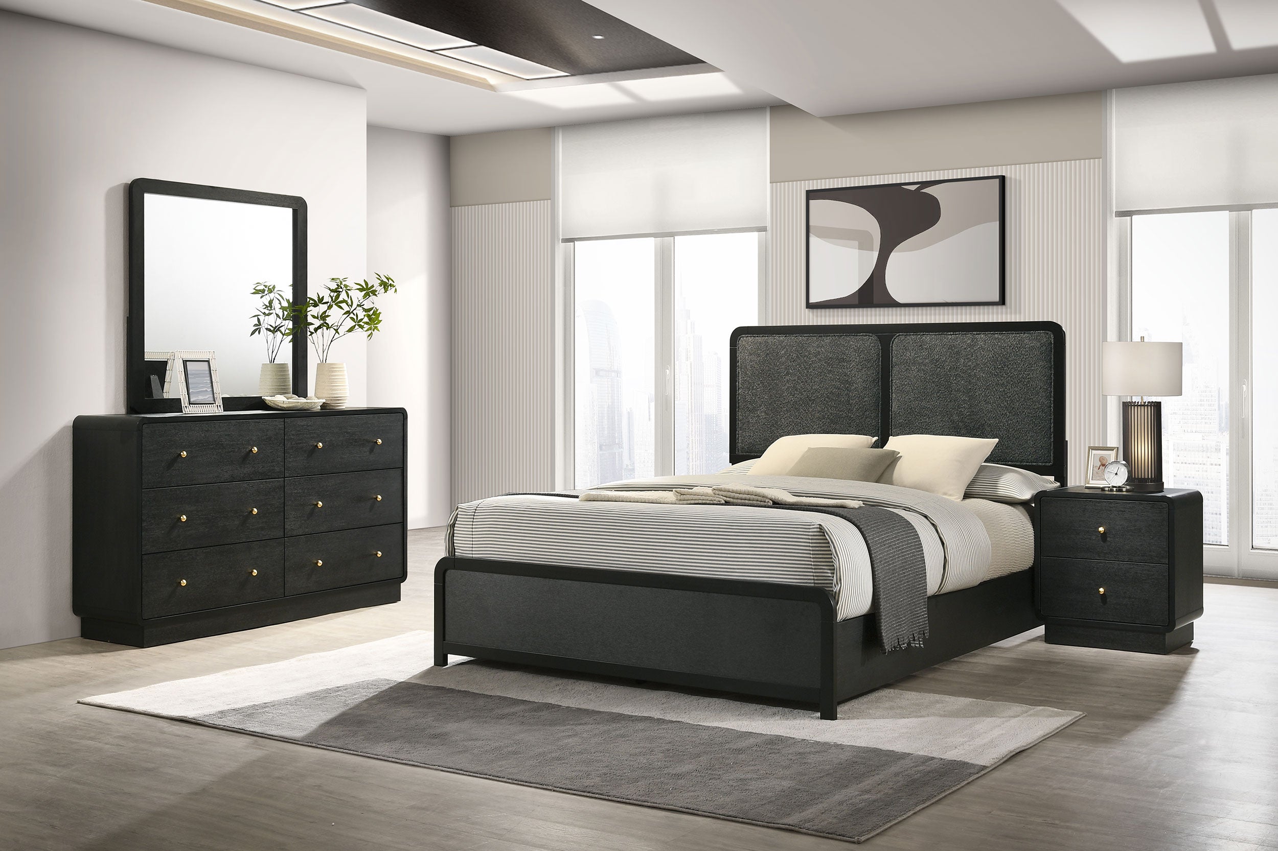 Best Furniture Outlet - Coaster - Cavelle 4-piece Eastern King Bedroom Set Black - 223661KE-S4