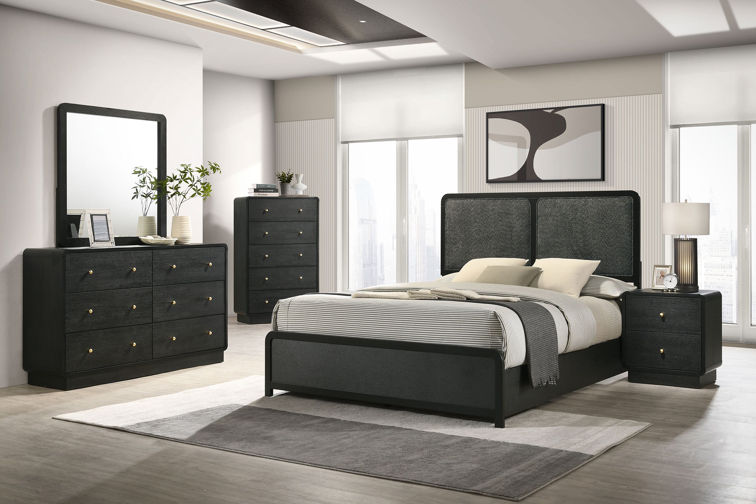 Best Furniture Outlet - Coaster - Cavelle 5-piece Queen Bedroom Set Black - 223661Q-S5