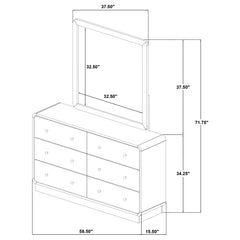 Cavelle 6-drawer Dresser and Mirror Black