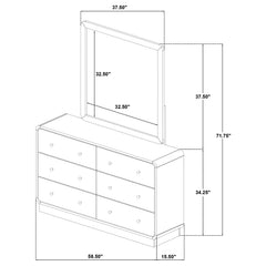 Cavelle 6-drawer Dresser and Mirror Black