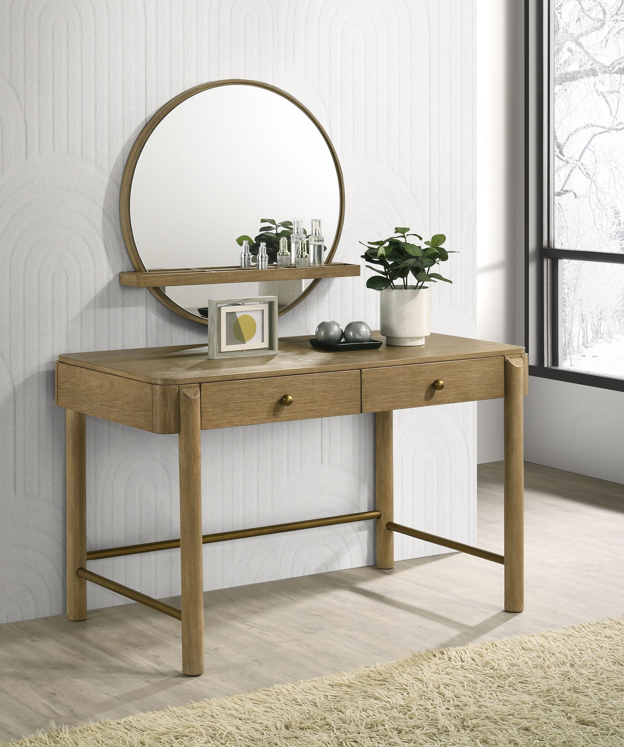 Best Furniture Outlet - Coaster - Arini 2-piece Makeup Vanity Table and Mirror Set Sand Wash - 224307-SET