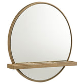 Best Furniture Outlet - Coaster - Arini Round Vanity Wall Mirror with Shelf Sand Wash - 224308