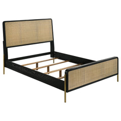 Best Furniture Outlet - Coaster - Arini Rattan California King Panel Bed Black and Natural - 224330KW