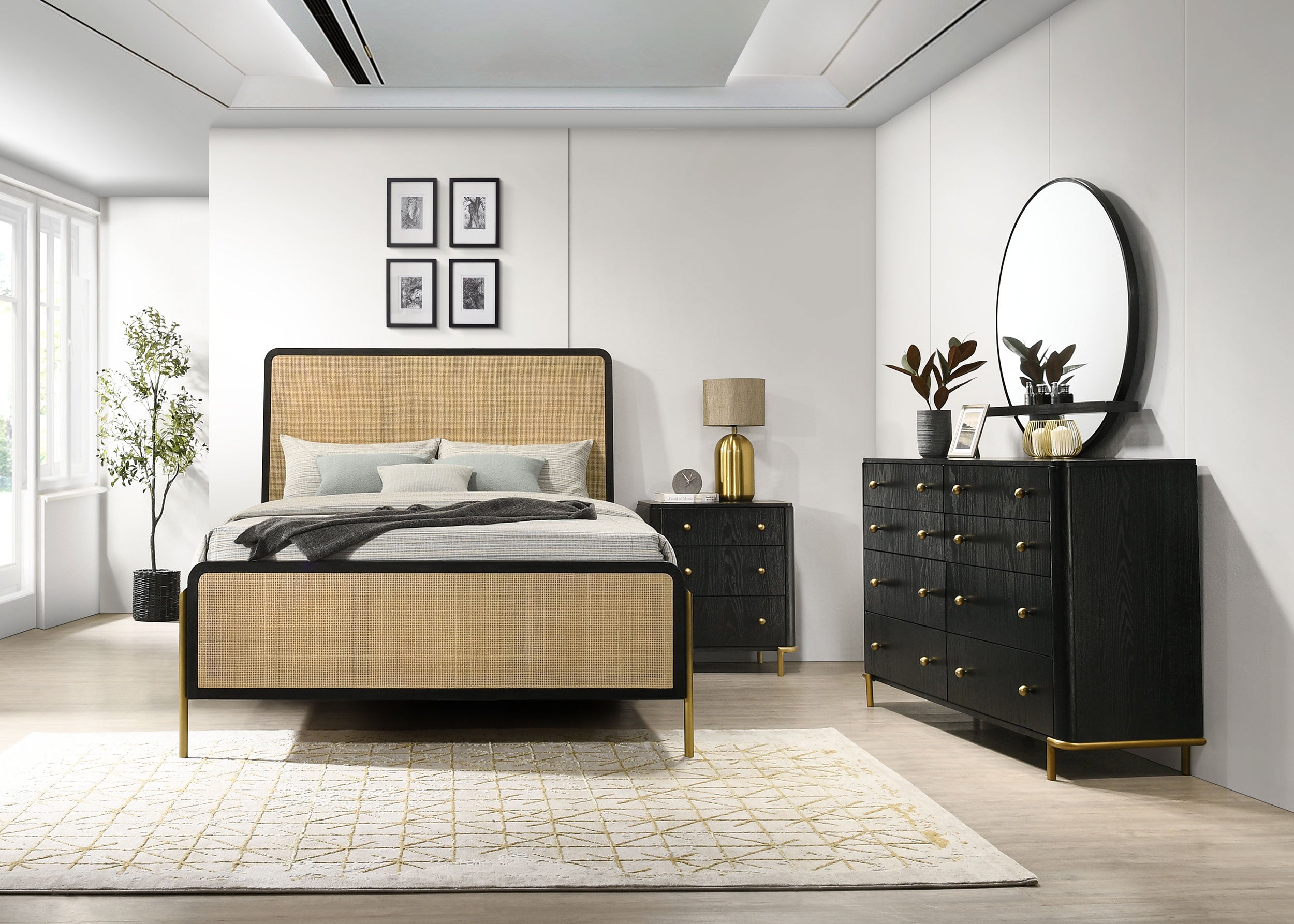 Best Furniture Outlet - Coaster - Arini 4-piece Queen Bedroom Set Black and Natural - 224330Q-S4