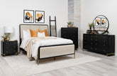 Best Furniture Outlet - Coaster - Arini 5-piece Eastern King Bedroom Set Cream and Black - 224331KECRM-S5