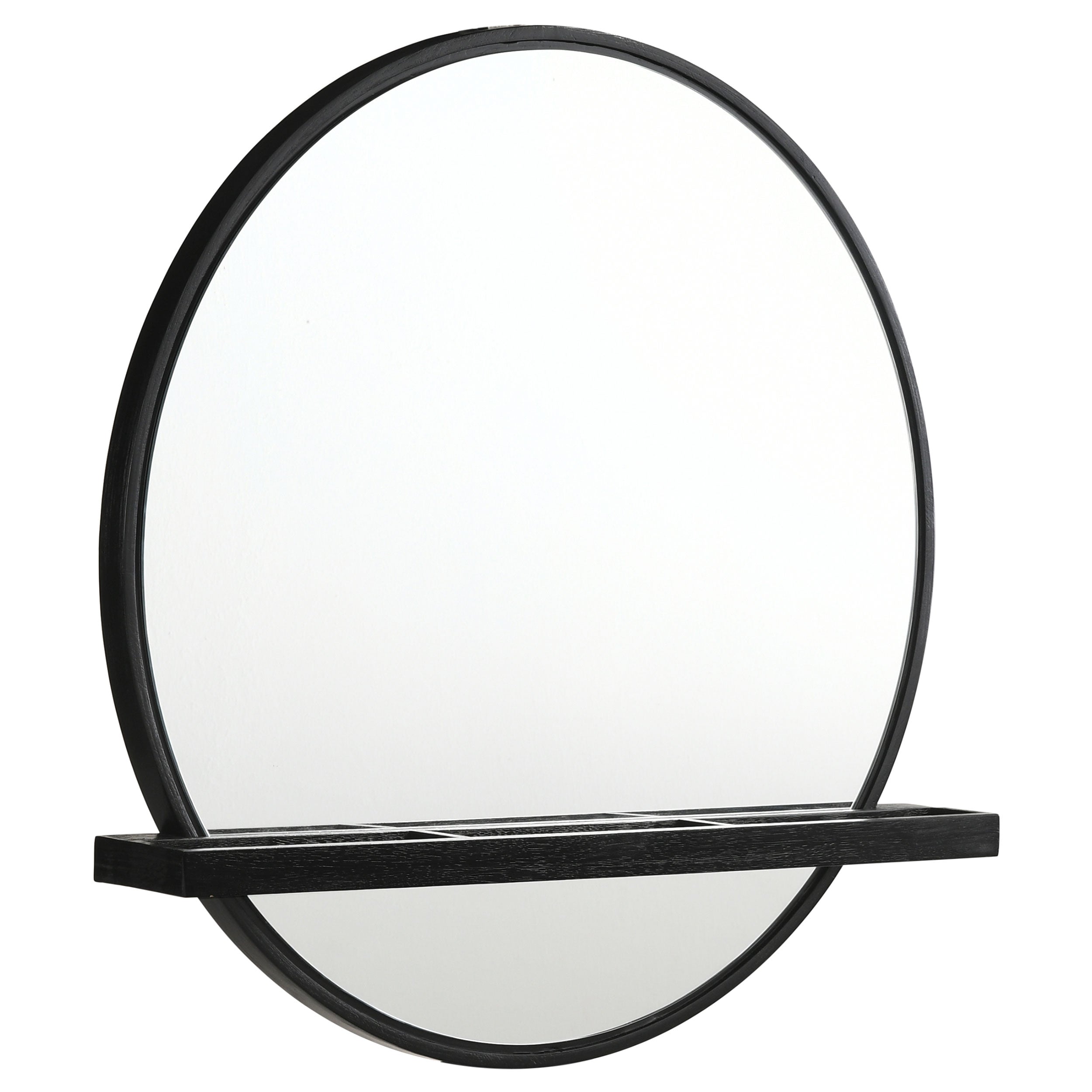 Best Furniture Outlet - Coaster - Arini Round Vanity Wall Mirror with Shelf Black - 224338