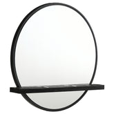 Best Furniture Outlet - Coaster - Arini Round Vanity Wall Mirror with Shelf Black - 224338