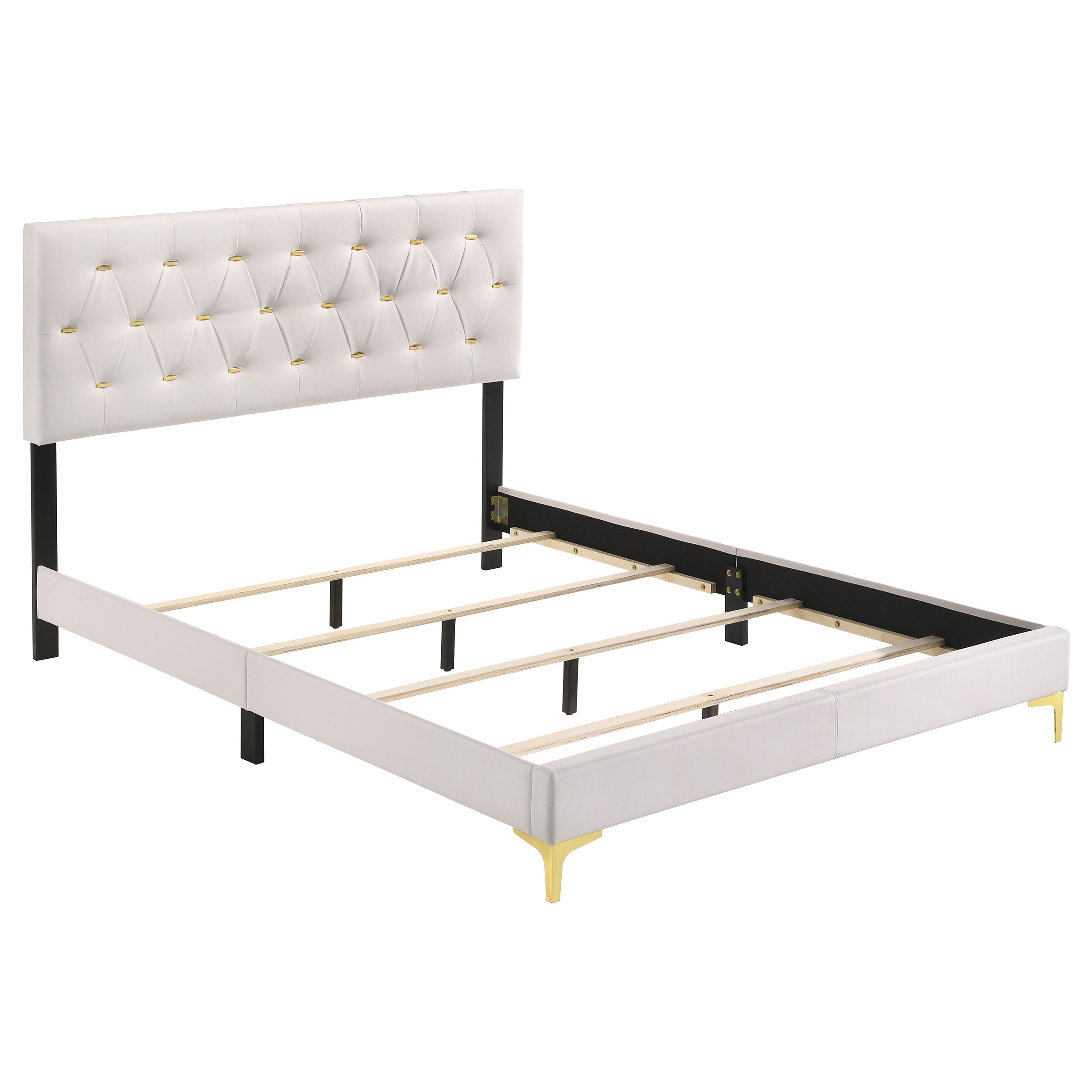 Best Furniture Outlet - Coaster - Kendall Upholstered California King Panel Bed White - 224401KW
