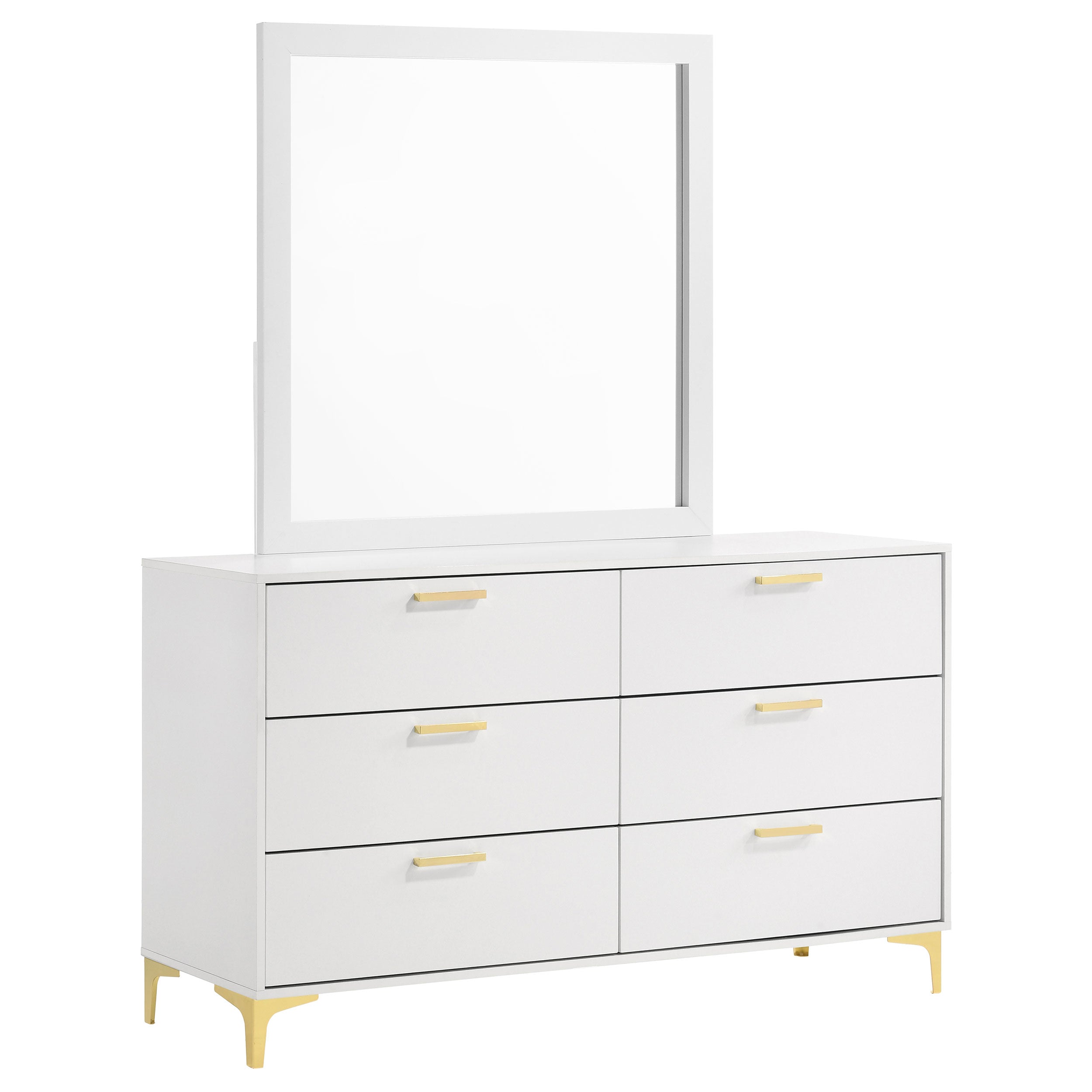 Best Furniture Outlet - Coaster - Kendall 6-drawer Dresser with Mirror White - 224403M