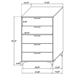 Kendall 5-drawer Bedroom Chest Black