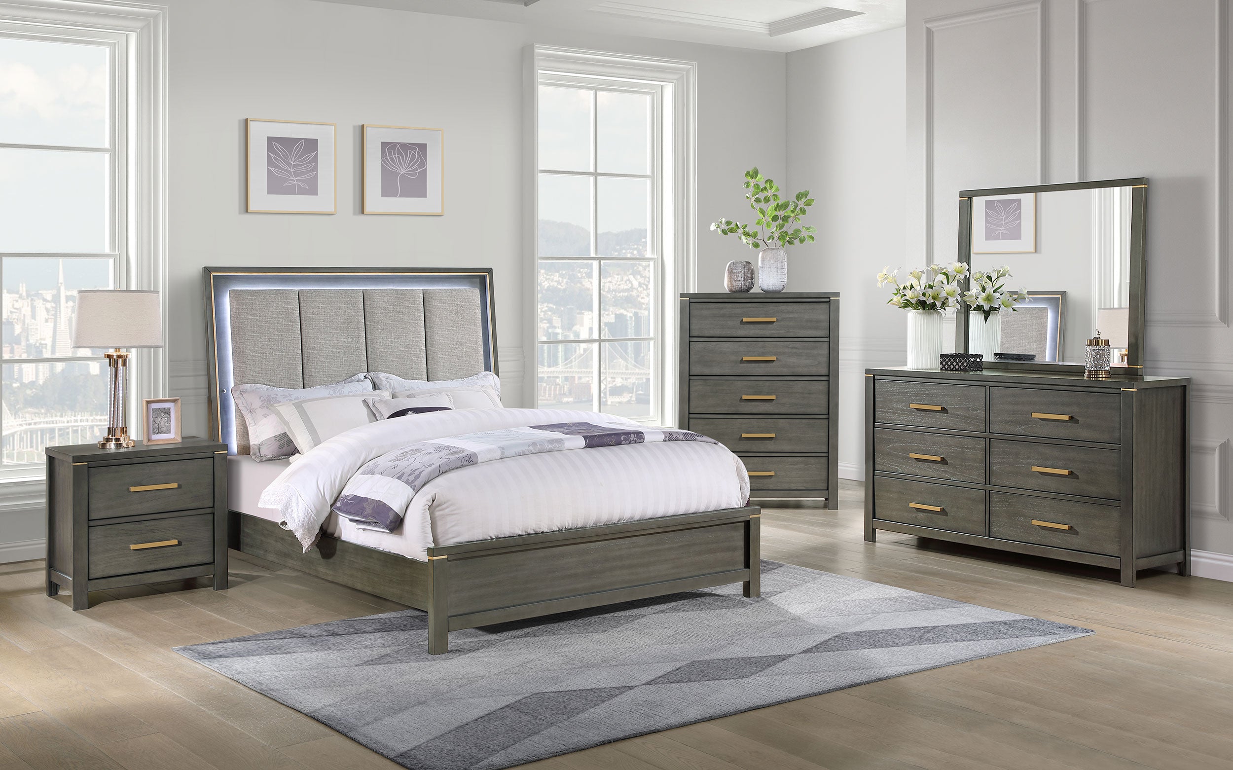 Best Furniture Outlet - Coaster - Kieran 5-piece Eastern King Bedroom Set Grey - 224741KE-S5
