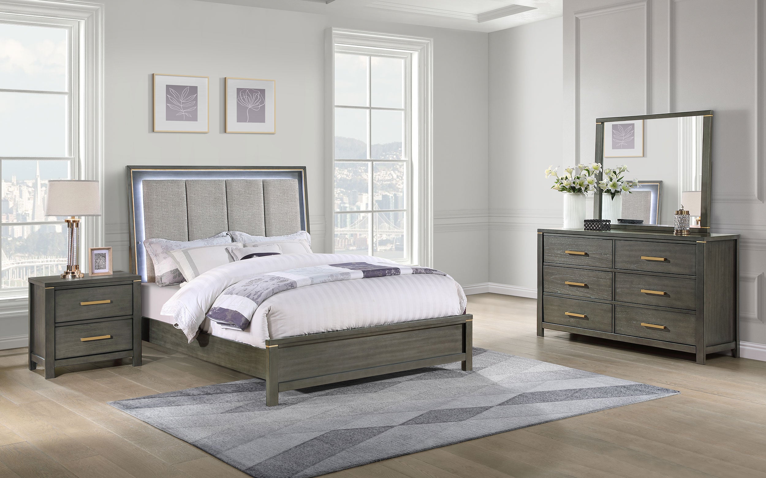 Best Furniture Outlet - Coaster - Kieran 4-piece Queen Bedroom Set Grey - 224741Q-S4