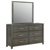 Best Furniture Outlet - Coaster - Kieran 6-drawer Dresser with Mirror Grey - 224743M