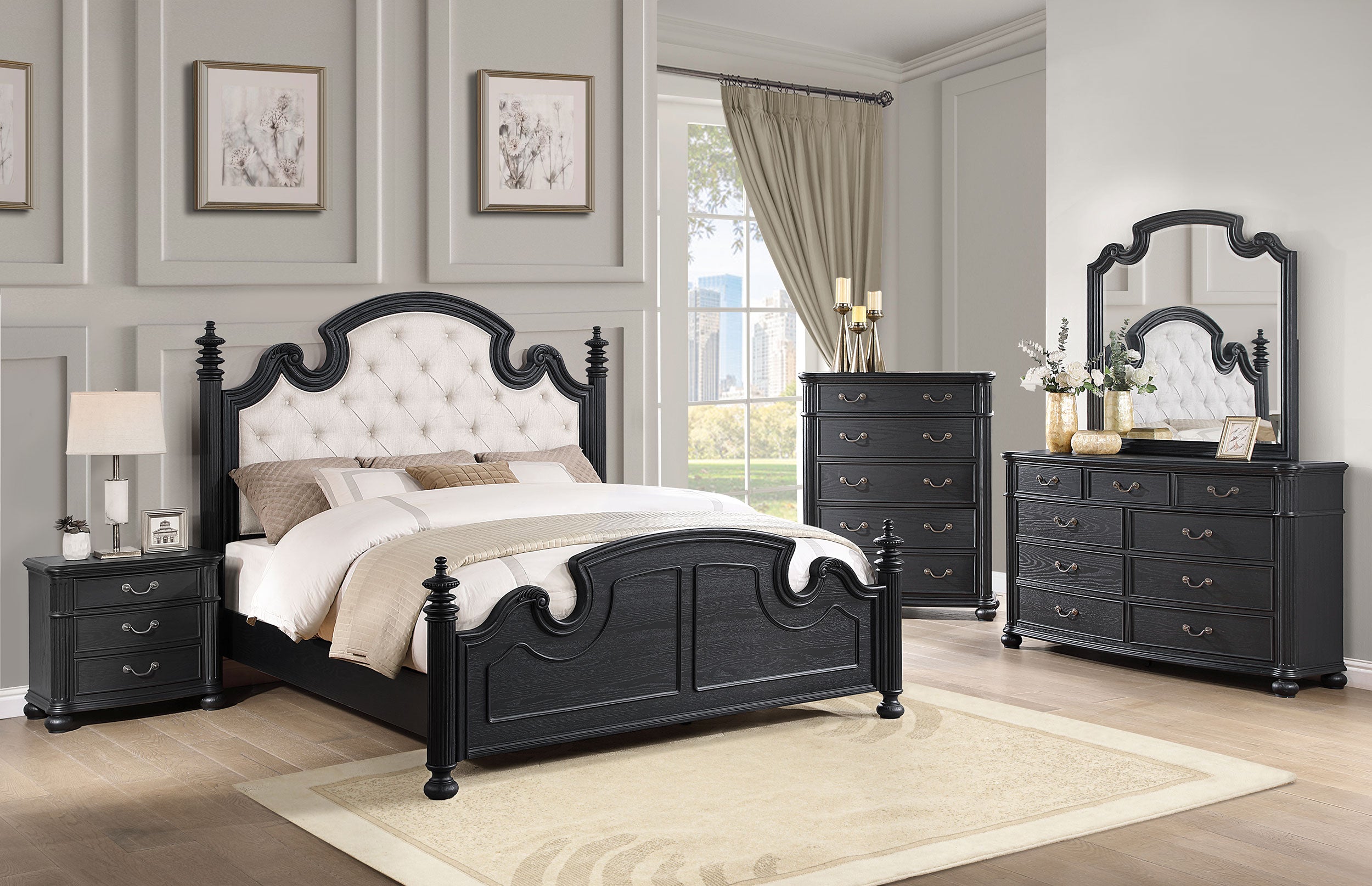 Best Furniture Outlet - Coaster - Celina 5-piece Eastern King Bedroom Set Black - 224761KE-S5