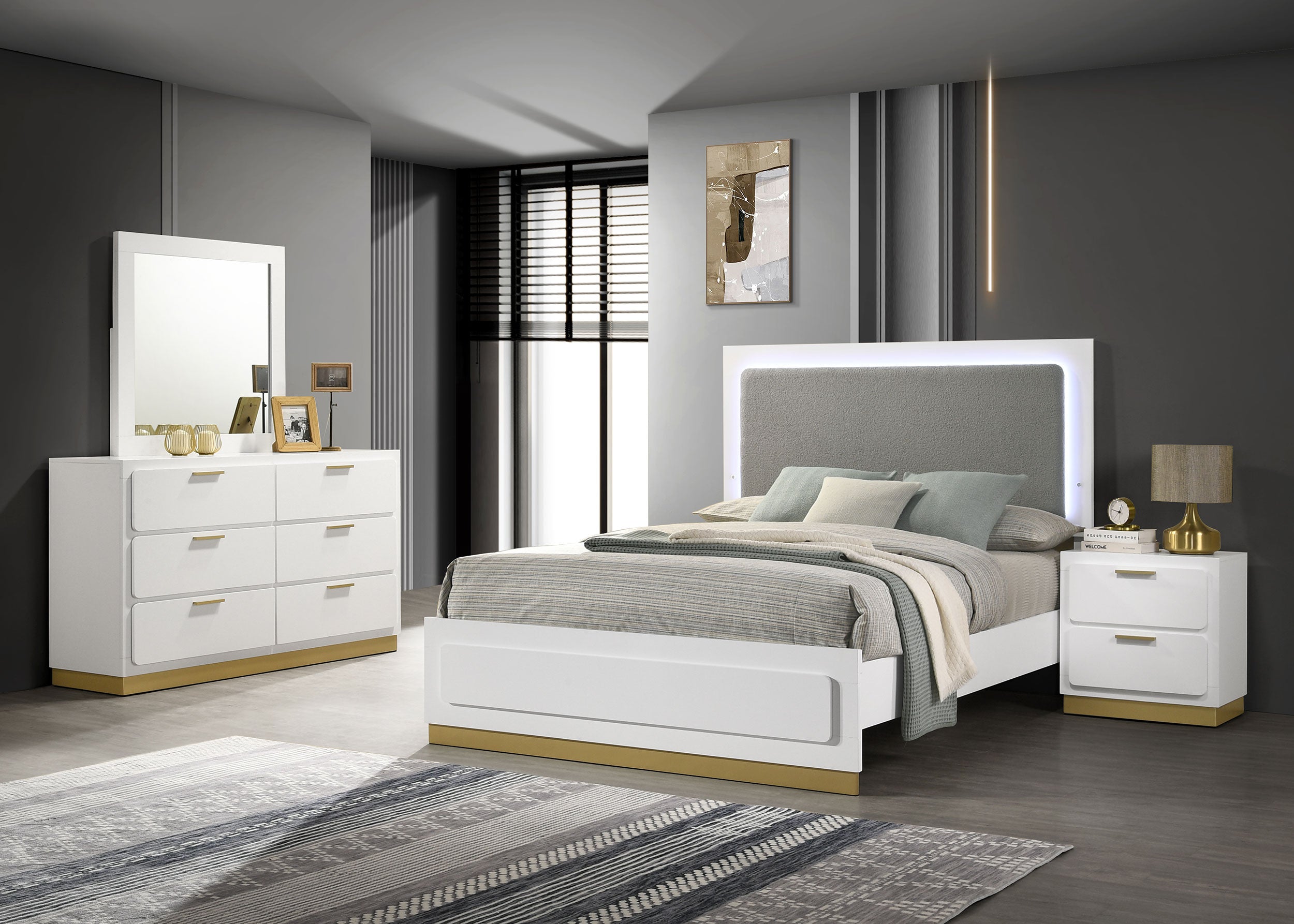 Best Furniture Outlet - Coaster - Caraway 4-piece Eastern King Bedroom Set White - 224771KE-S4